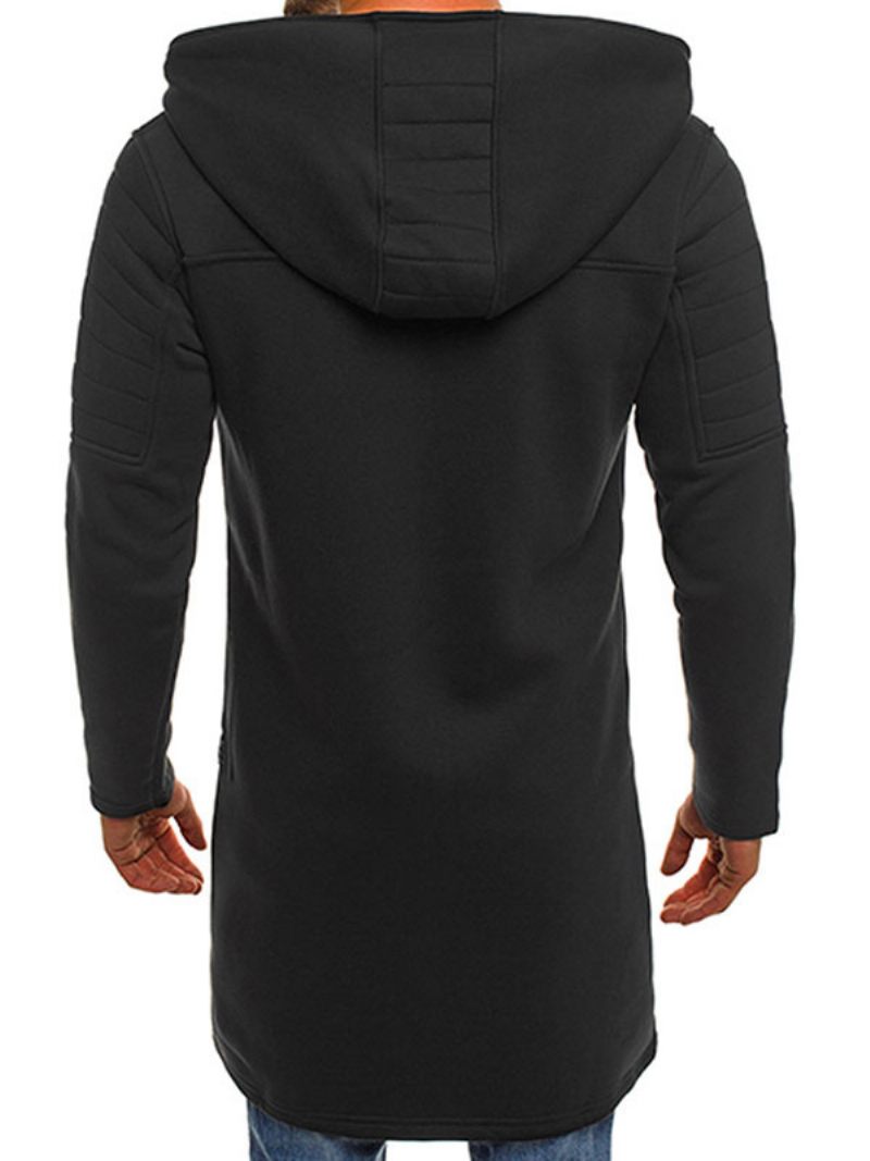 Sweat-shirt À Capuche Polyester Manches Longues Pour Hommes - Noir