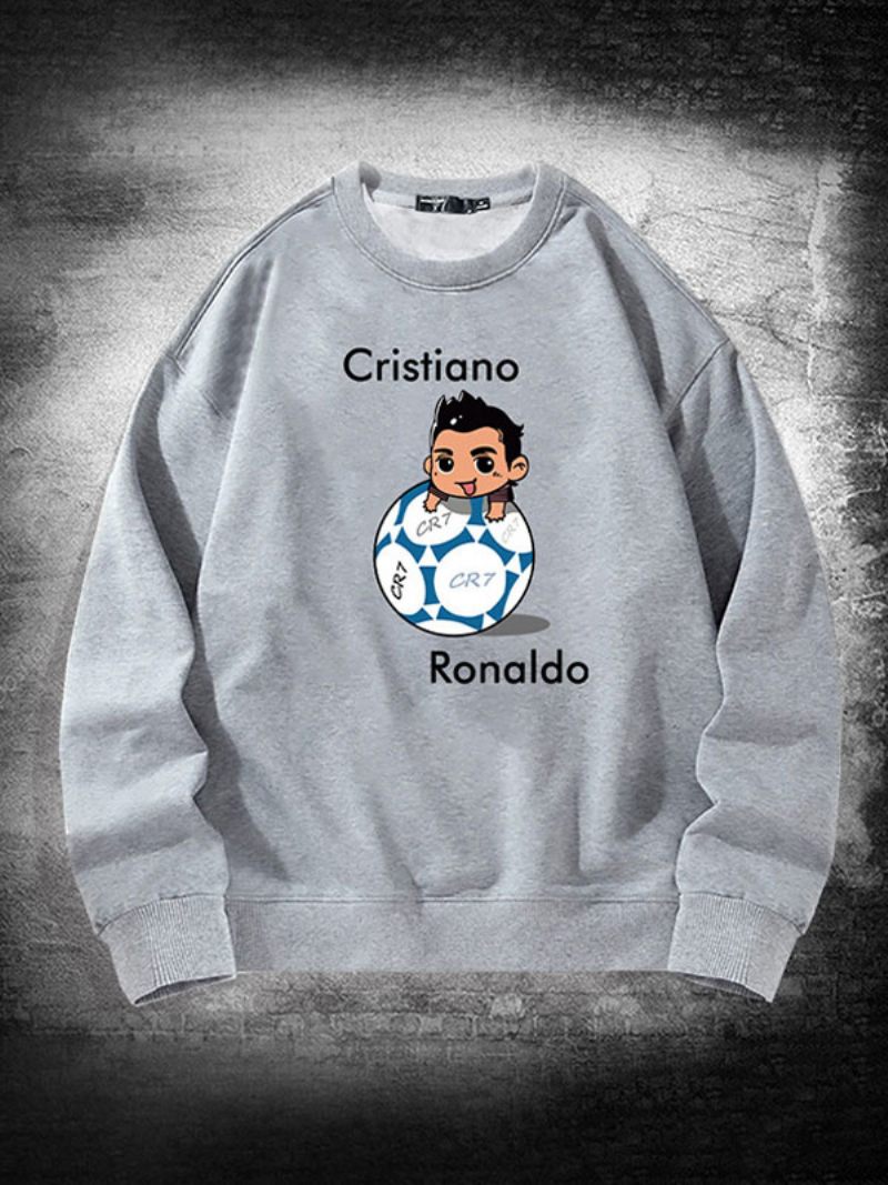 Sweat-shirt Ronaldo À Manches Longues Pour Hommes - Gris Clair