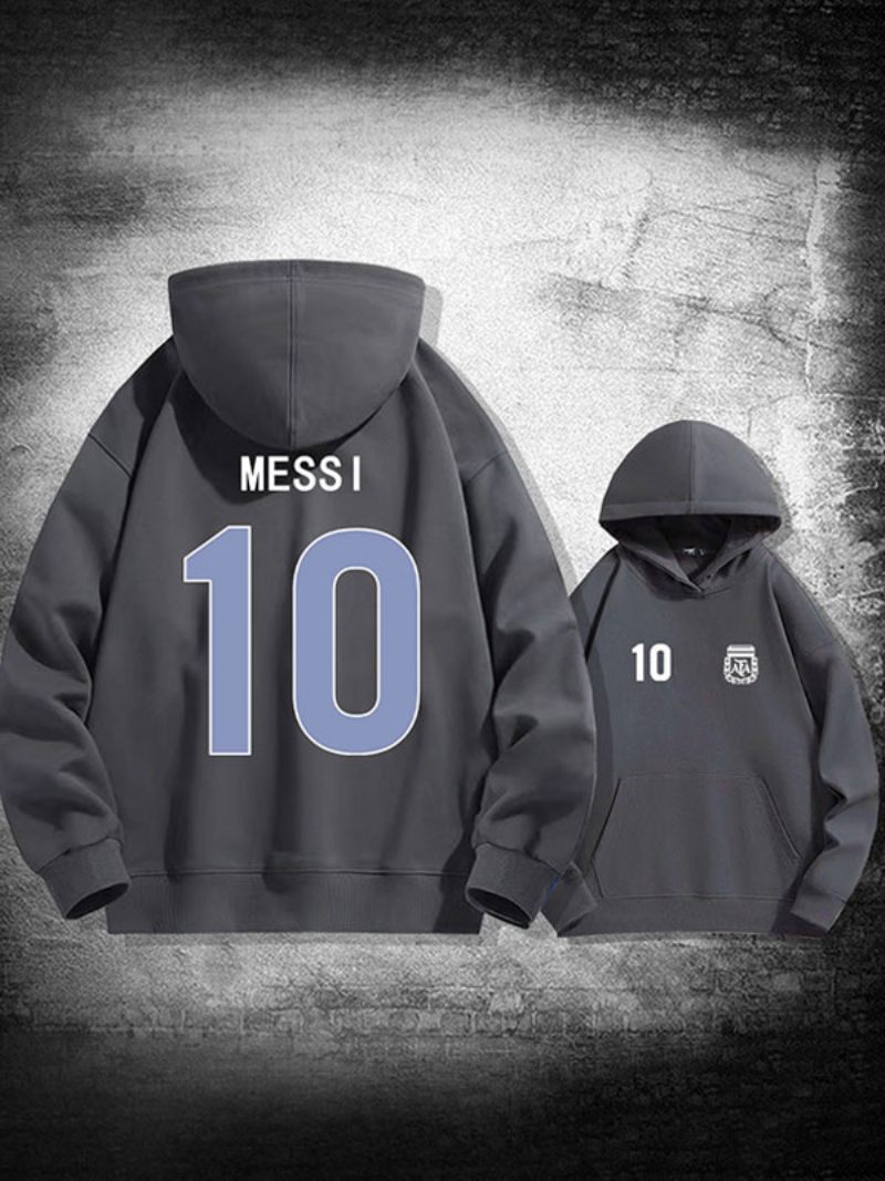 Veste À Capuche Argentine Messi Numéro 10 Pour Homme - Gris Foncé