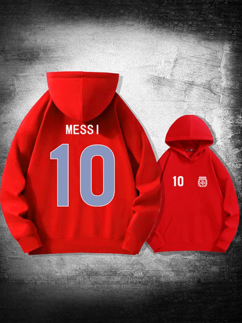 Veste À Capuche Argentine Messi Numéro 10 Pour Homme - Rouge