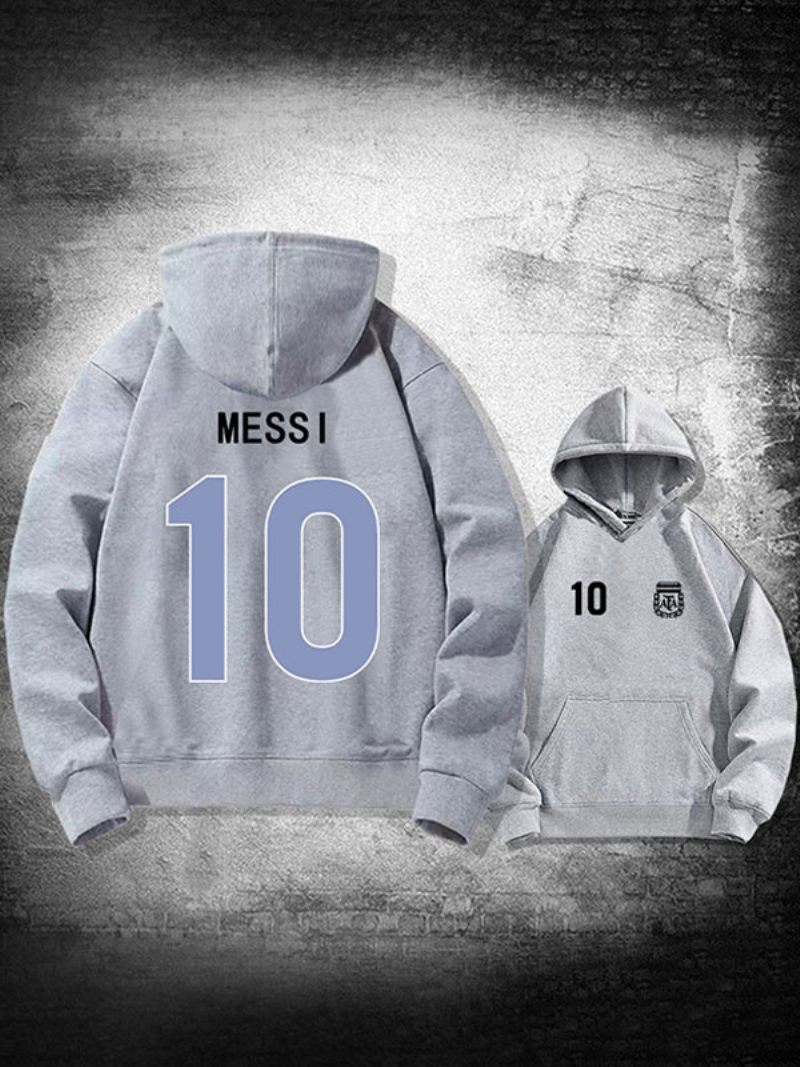 Veste À Capuche Argentine Messi Numéro 10 Pour Homme - Gris Clair