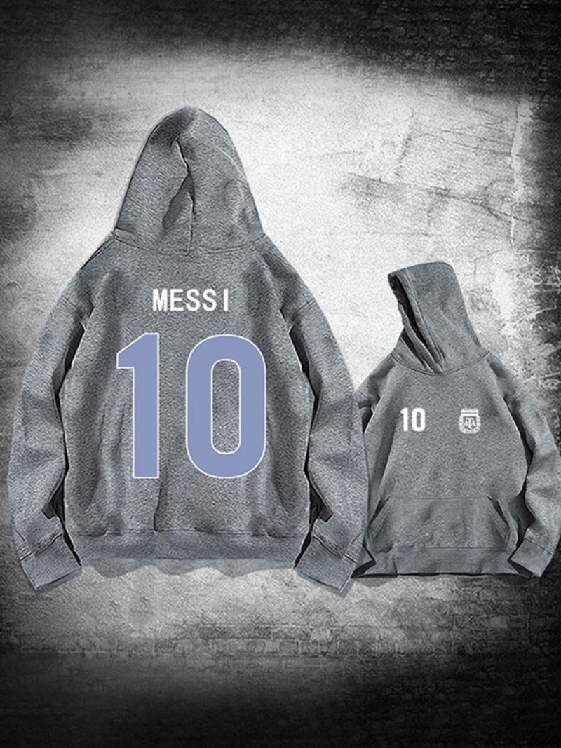 Veste À Capuche Argentine Messi Numéro 10 Pour Homme - Gris