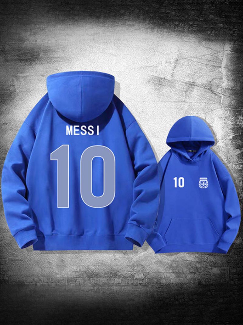 Veste À Capuche Argentine Messi Numéro 10 Pour Homme - Bleu