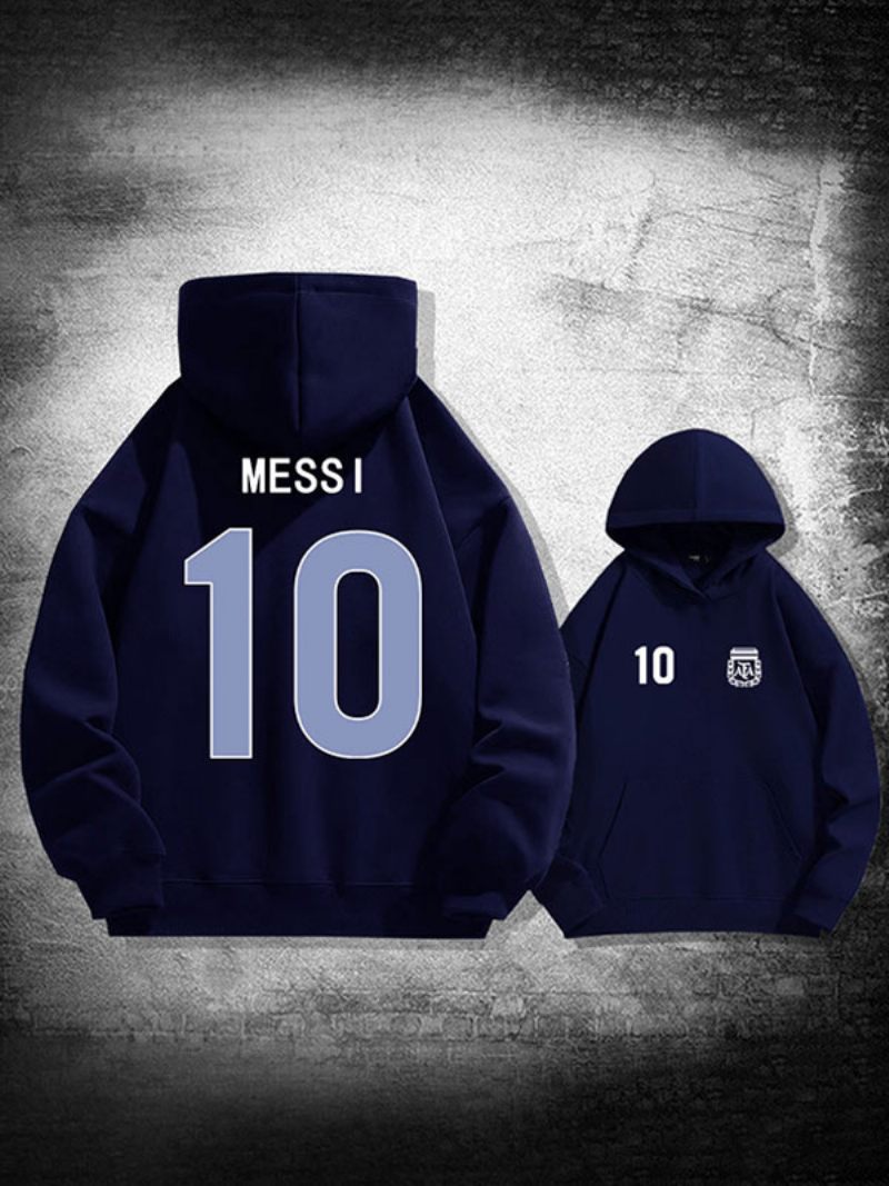 Veste À Capuche Argentine Messi Numéro 10 Pour Homme - Bleu Profond