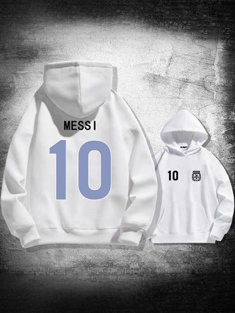 Veste À Capuche Argentine Messi Numéro 10 Pour Homme - Blanc