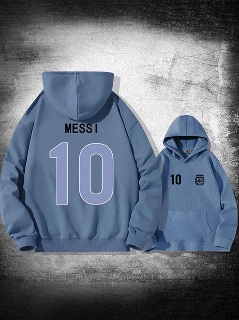 Veste À Capuche Argentine Messi Numéro 10 Pour Homme - Bleu Gris