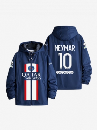 Veste À Capuche Psg Numéro 10 Neymar Jr Pour Homme Manteau Bleu Avec Fermeture Éclair