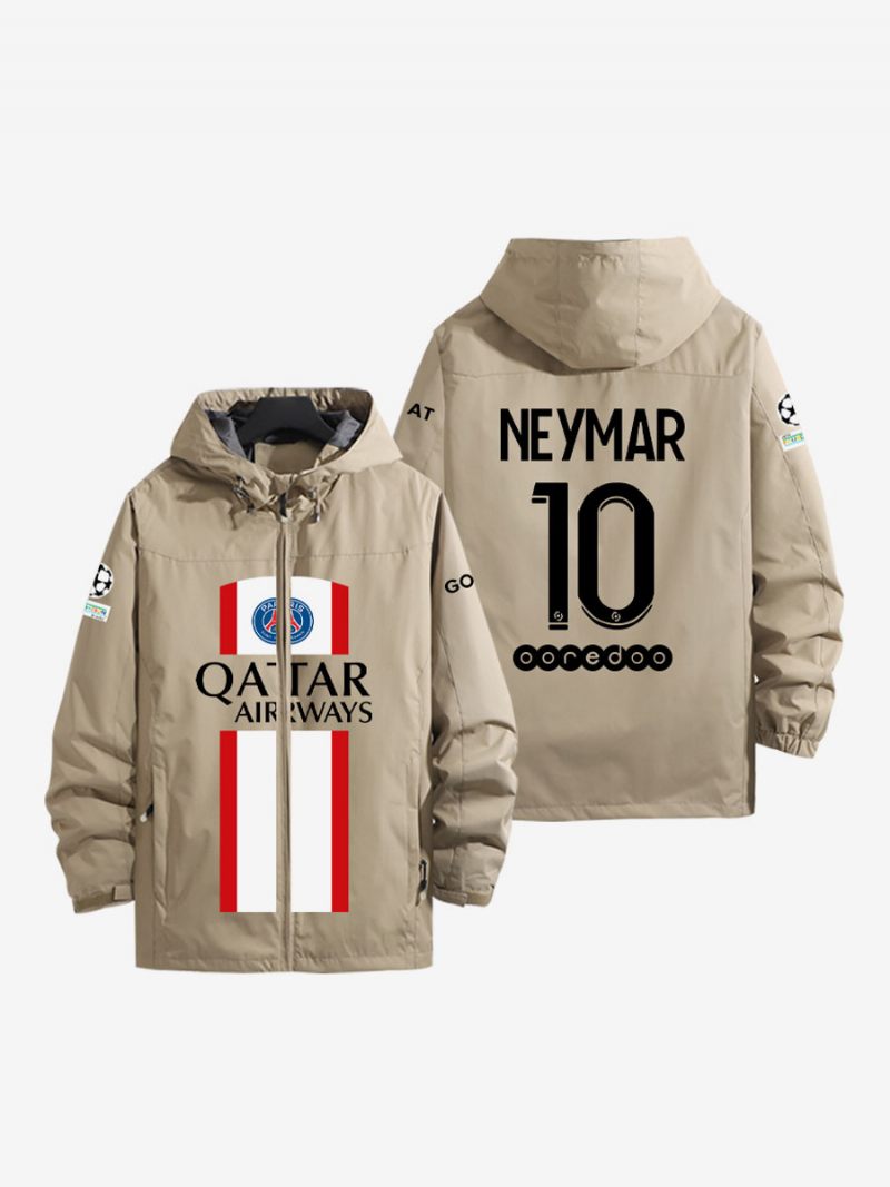 Veste À Capuche Psg Numéro 10 Neymar Jr Pour Homme Manteau Bleu Avec Fermeture Éclair - Kaki