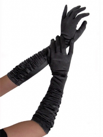 Accessoires Lingerie Noirs Pour Femmes Gants Longs Froncés