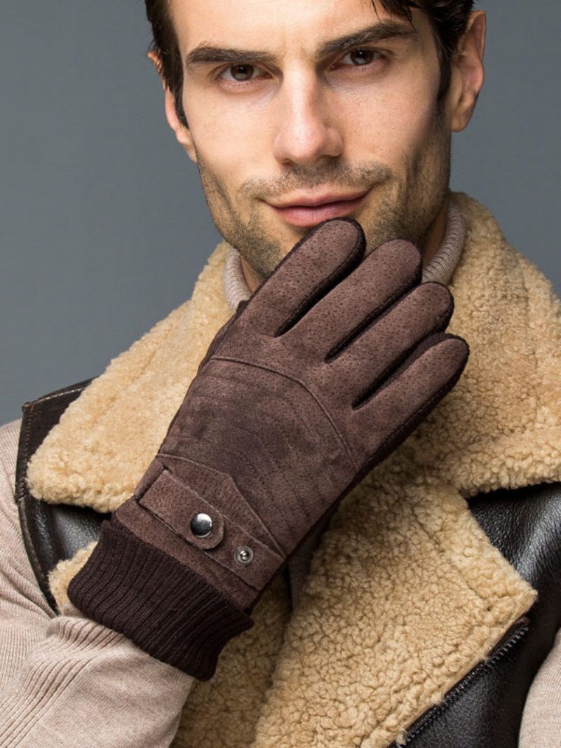 Gants Courts Chauffants D'hiver Pour Hommes - Brun Foncé