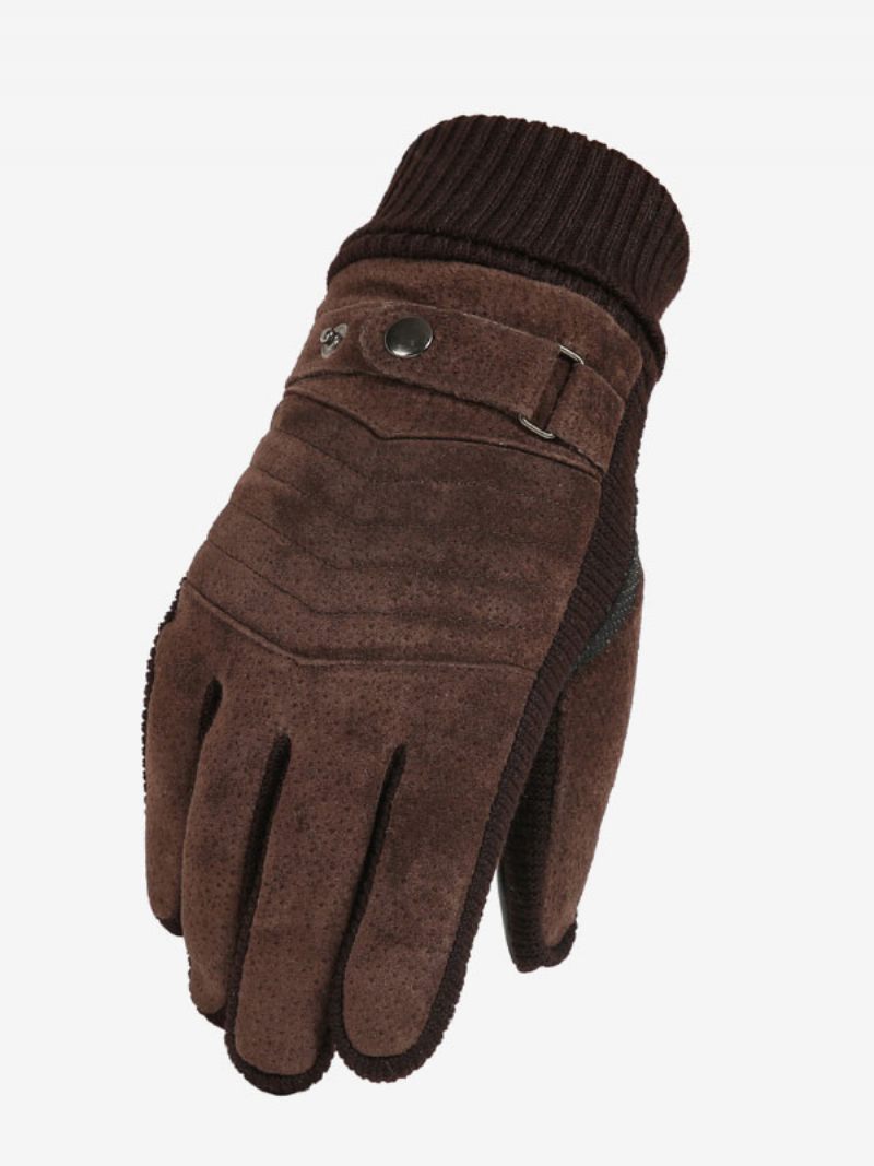 Gants Courts Chauffants D'hiver Pour Hommes - Brun Foncé