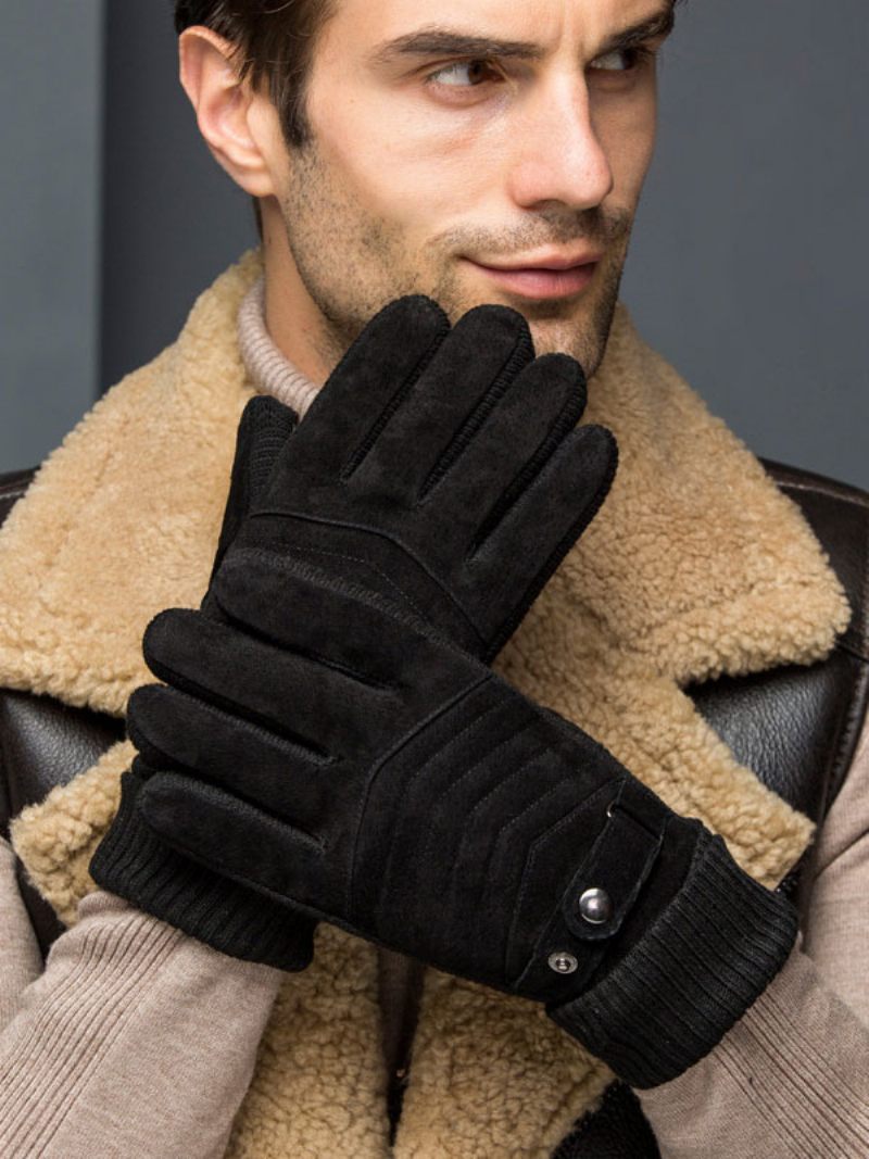 Gants Courts Chauffants D'hiver Pour Hommes - Noir