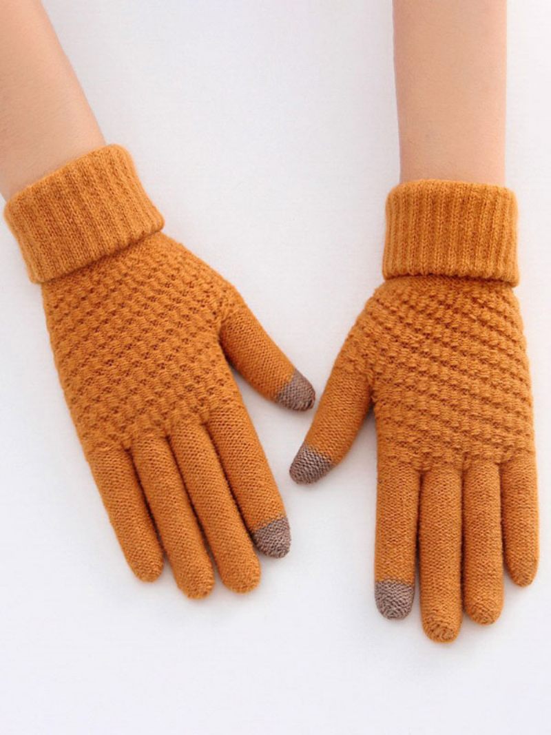 Gants Courts D'hiver Chauds Et Chauffés Pour Femmes - Orange