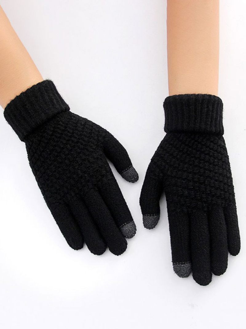 Gants Courts D'hiver Chauds Et Chauffés Pour Femmes - Noir