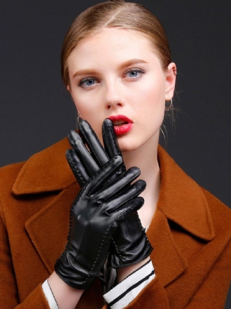 Gants Courts Imperméables Cuir D'hiver Chauffés Et Chauds Pour Femmes