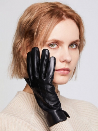 Gants Courts Imperméables Cuir D'hiver Chauffés Et Chauds Pour Femmes