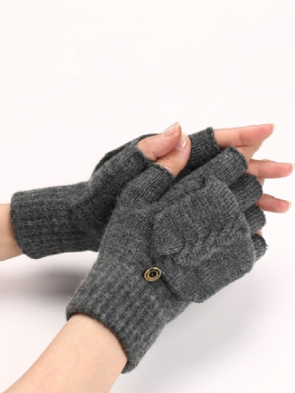 Gants Pour Femmes Boutons Sans Doigts Chauds Tricotés D'hiver