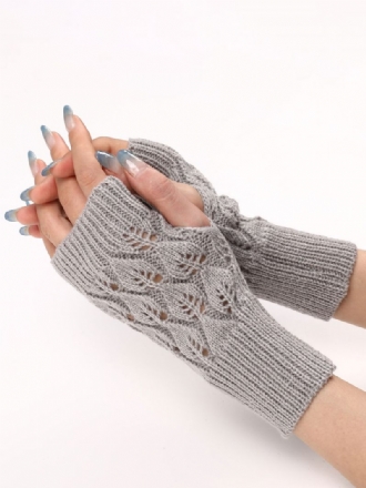 Gants Pour Femmes Découpés Sans Doigts Tricotés Chauds D'hiver