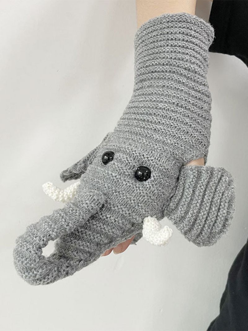 Gants Pour Femmes Imprimé Animal Éléphant Vêtements Maison Hiver Chaud Mignon Acc