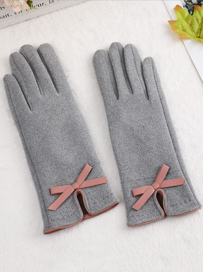 Gants Pour Femmes Noeuds Gris Clair - Gris Clair