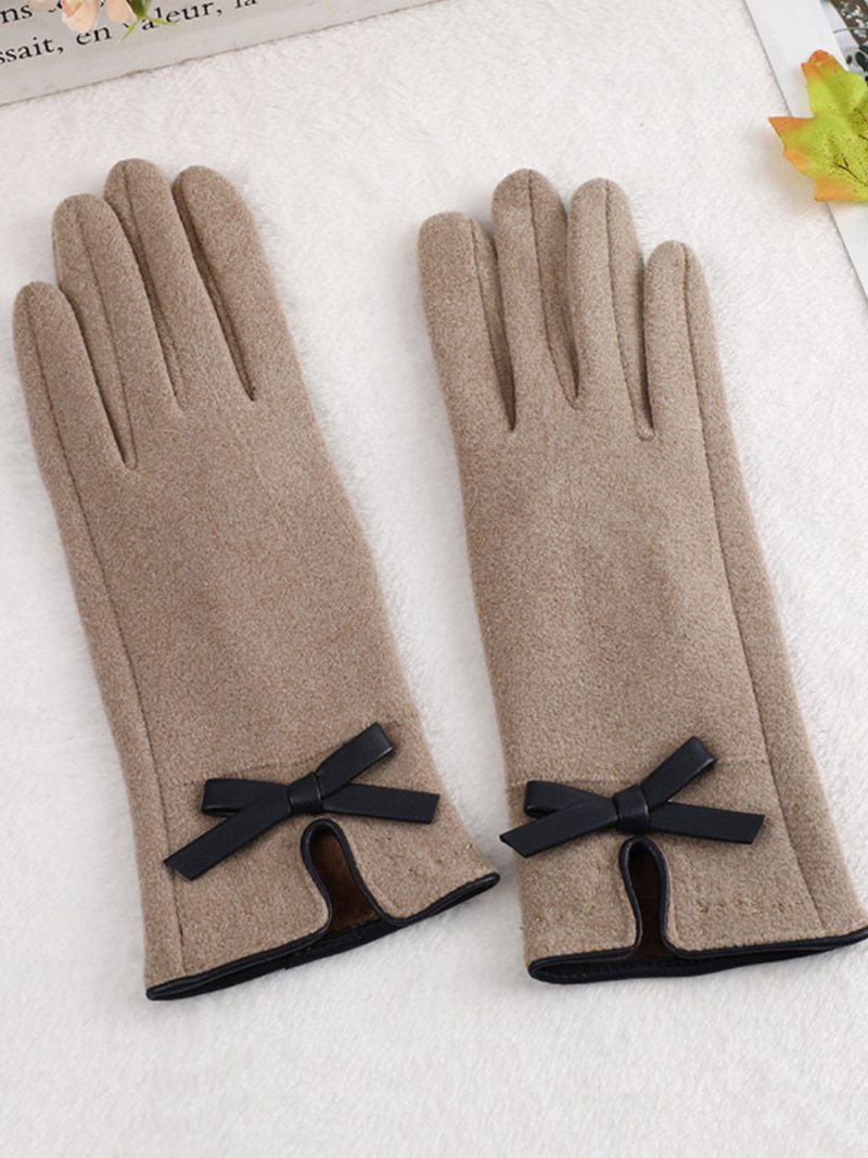 Gants Pour Femmes Noeuds Gris Clair - Kaki