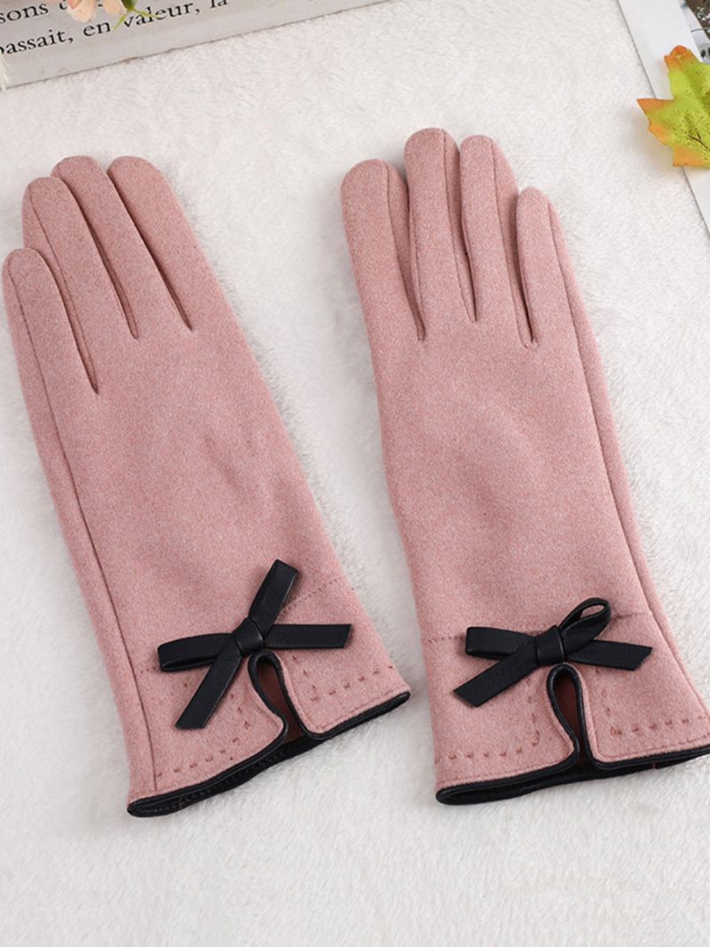 Gants Pour Femmes Noeuds Gris Clair - Rose