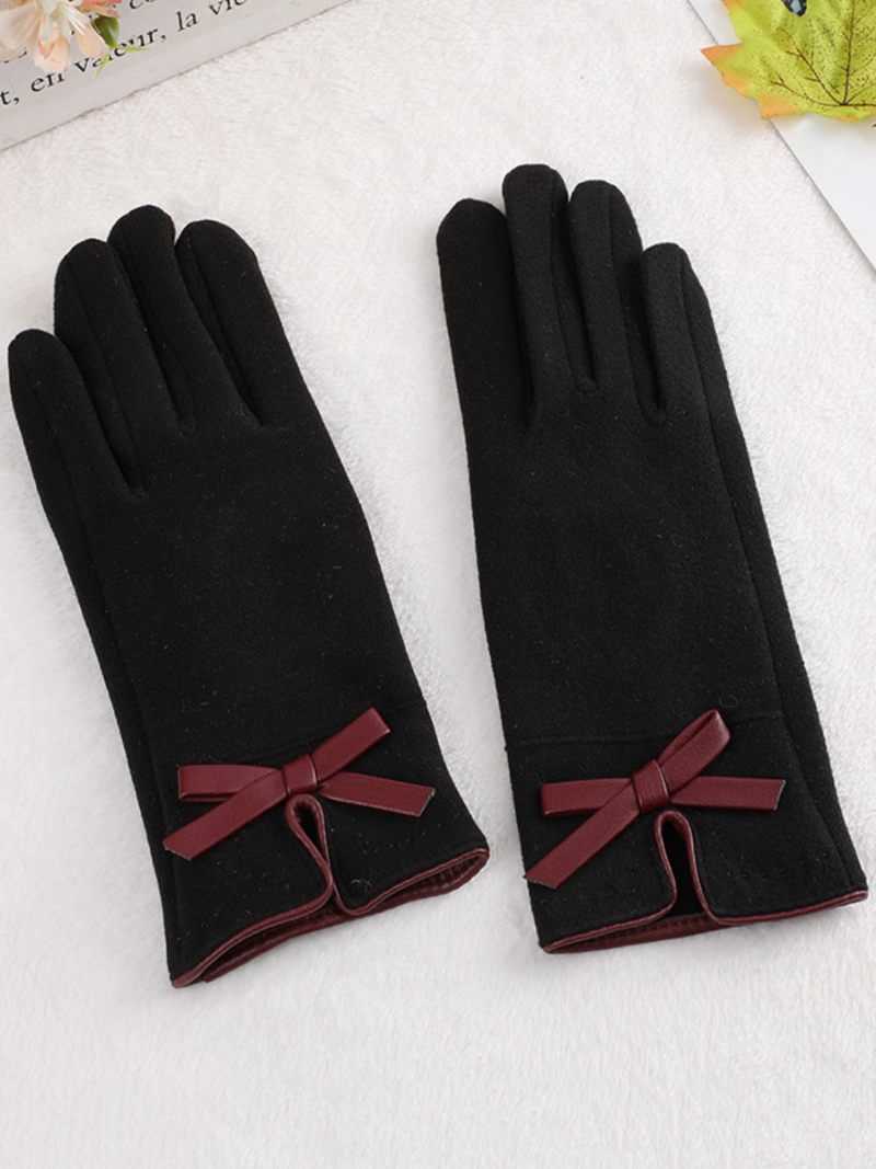 Gants Pour Femmes Noeuds Gris Clair - Noir