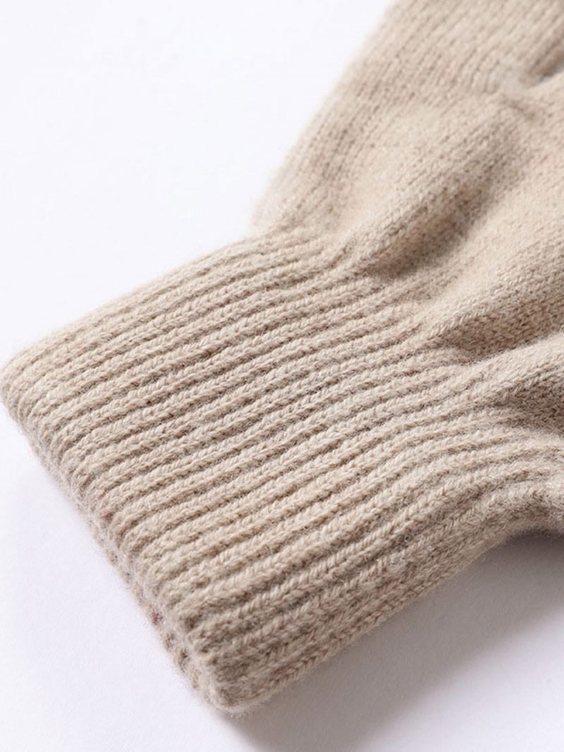 Gants Pour Femmes Sans Doigts Tricotés Chauds D'hiver - Beige