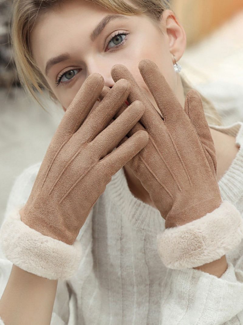 Gants D'hiver Chauds Et Chauffés Fausse Fourrure Pour Femmes