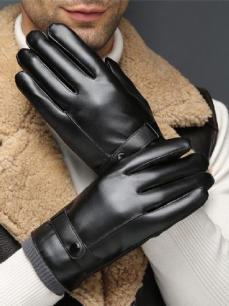 Gants Pour Hommes Cuir Pu Imperméables Chauds D'hiver