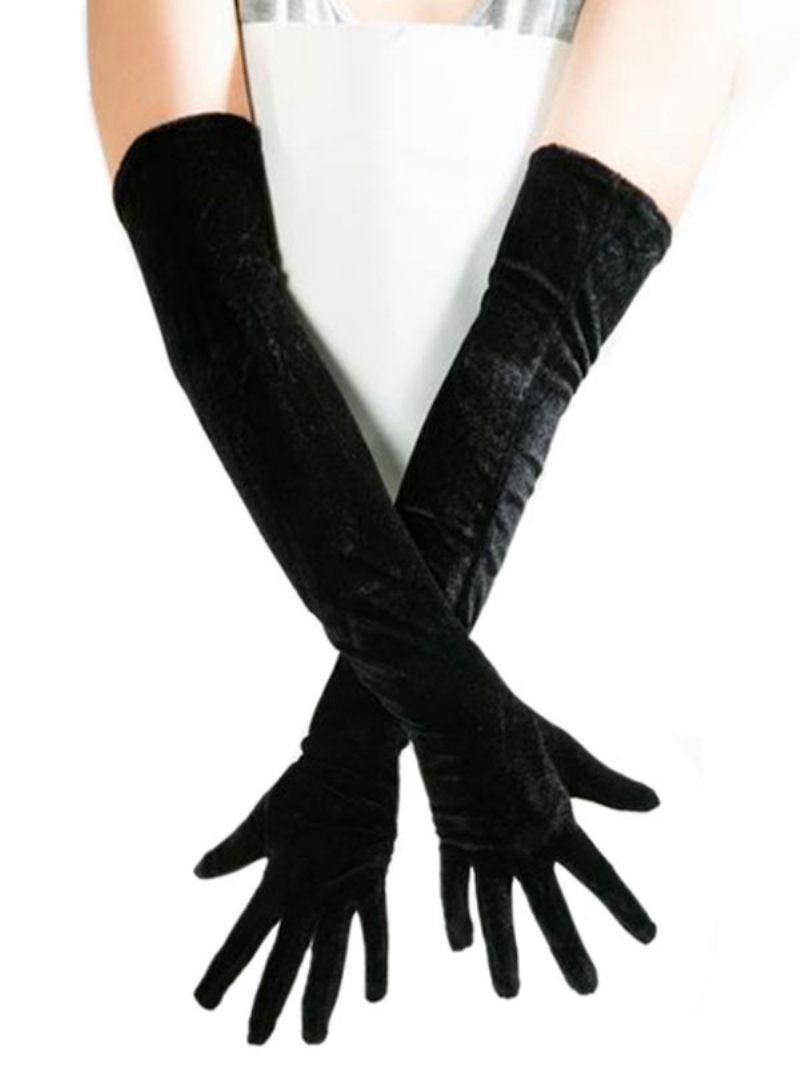 Gants Longs Pour Femmes Noirs Velours