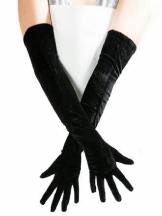 Gants Longs Pour Femmes Noirs Velours