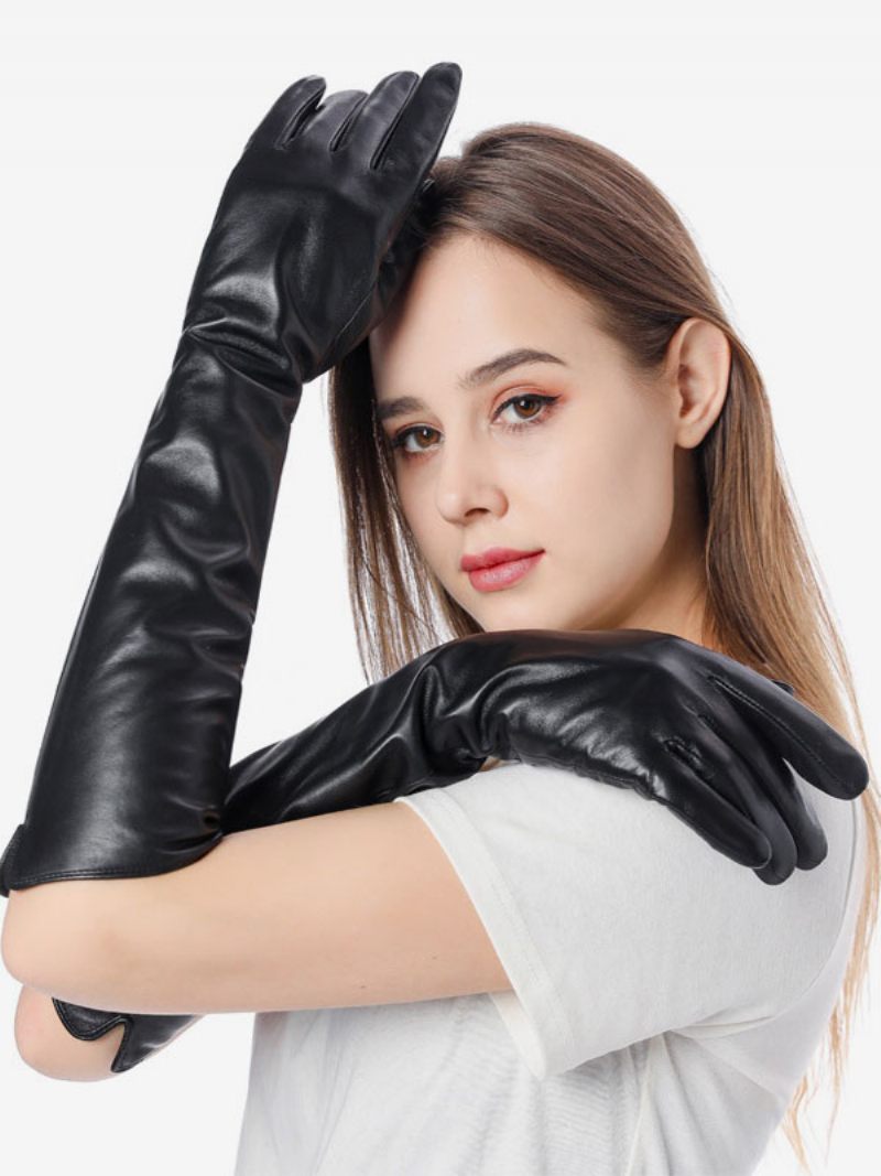 Gants Longs Imperméables Cuir D'hiver Chauffés Et Chauds Pour Femmes