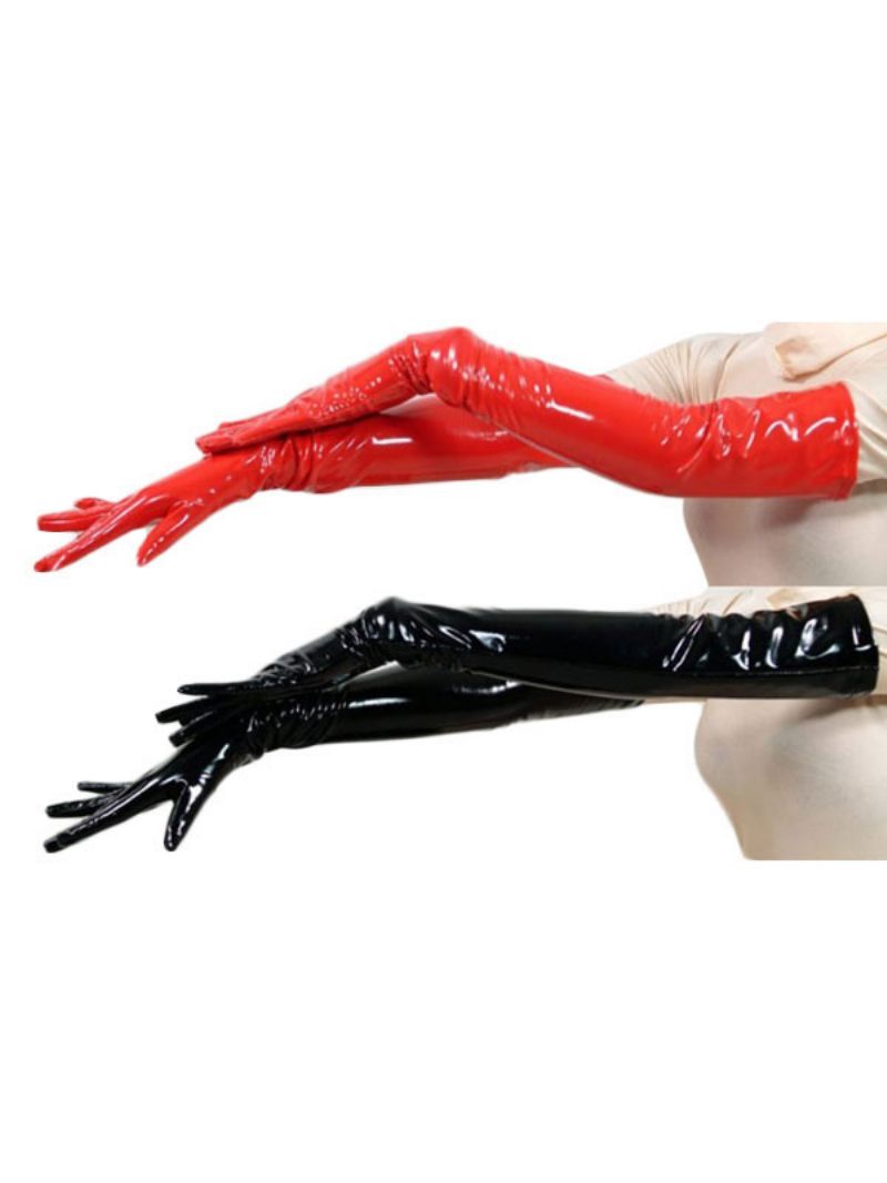 Gants Rouges Pour Femmes Pvc Longueur Coude