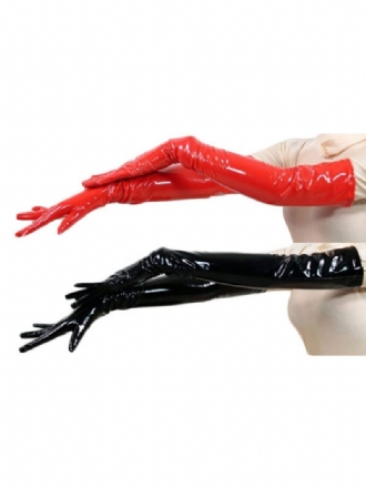 Gants Rouges Pour Femmes Pvc Longueur Coude