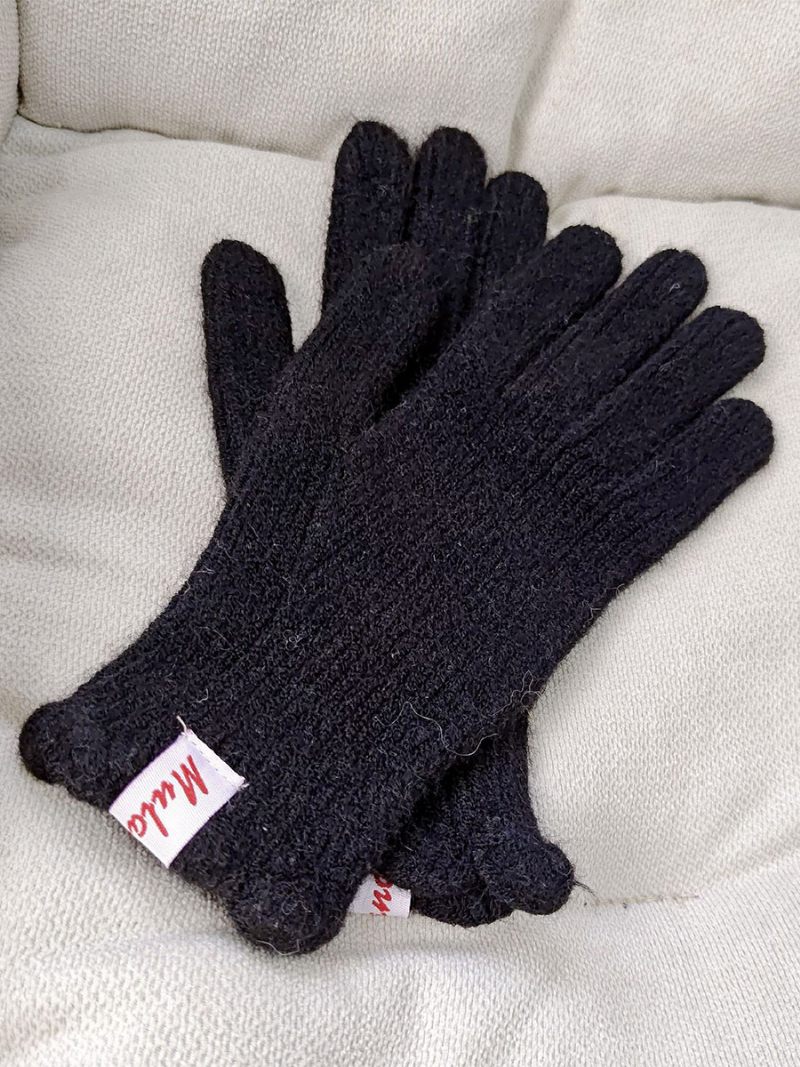 Gants Tricot Côtelé D'automne Et D'hiver Couleur Unie Pour Femmes - Noir