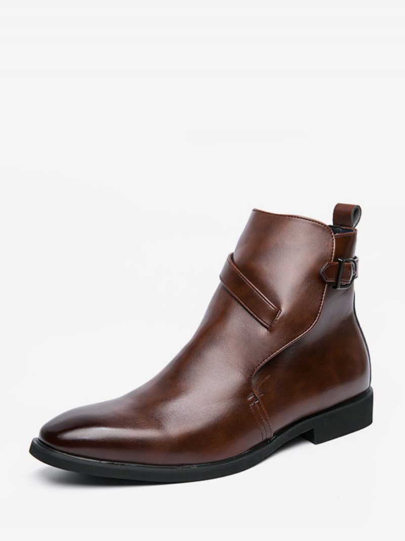 Bottes Chelsea Pour Hommes Bottines Jodhpur Cuir Pu Marron Café