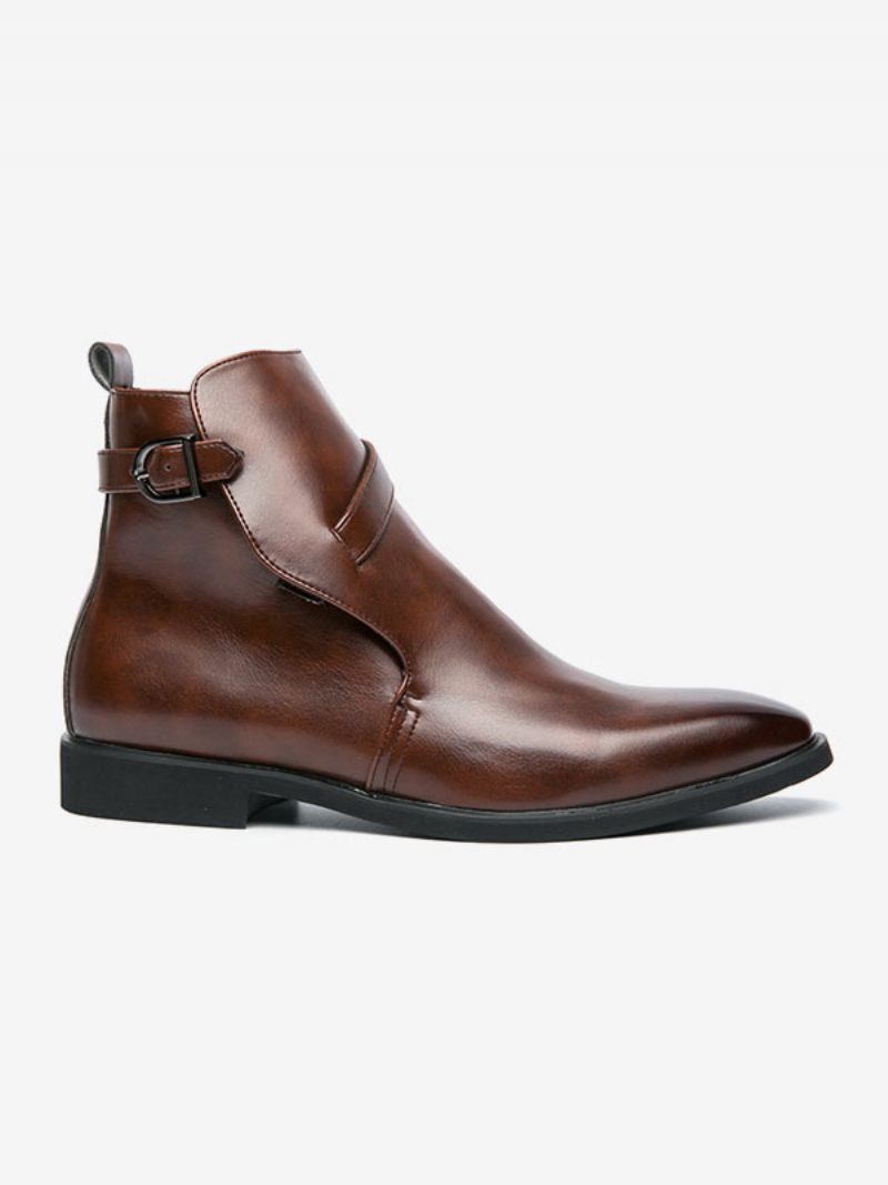 Bottes Chelsea Pour Hommes Bottines Jodhpur Cuir Pu Marron Café - Marron Café