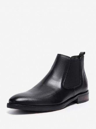 Bottes Chelsea Pour Hommes Chaussures Soirée Cuir Vache Noir À Bout Pointu