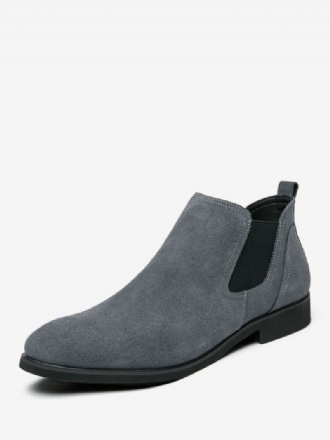 Bottes Chelsea Pour Hommes Cuir Pu Gris À Bout Rond