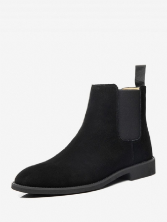 Bottes Chelsea Pour Hommes Cuir Pu Noir À Bout Fermé