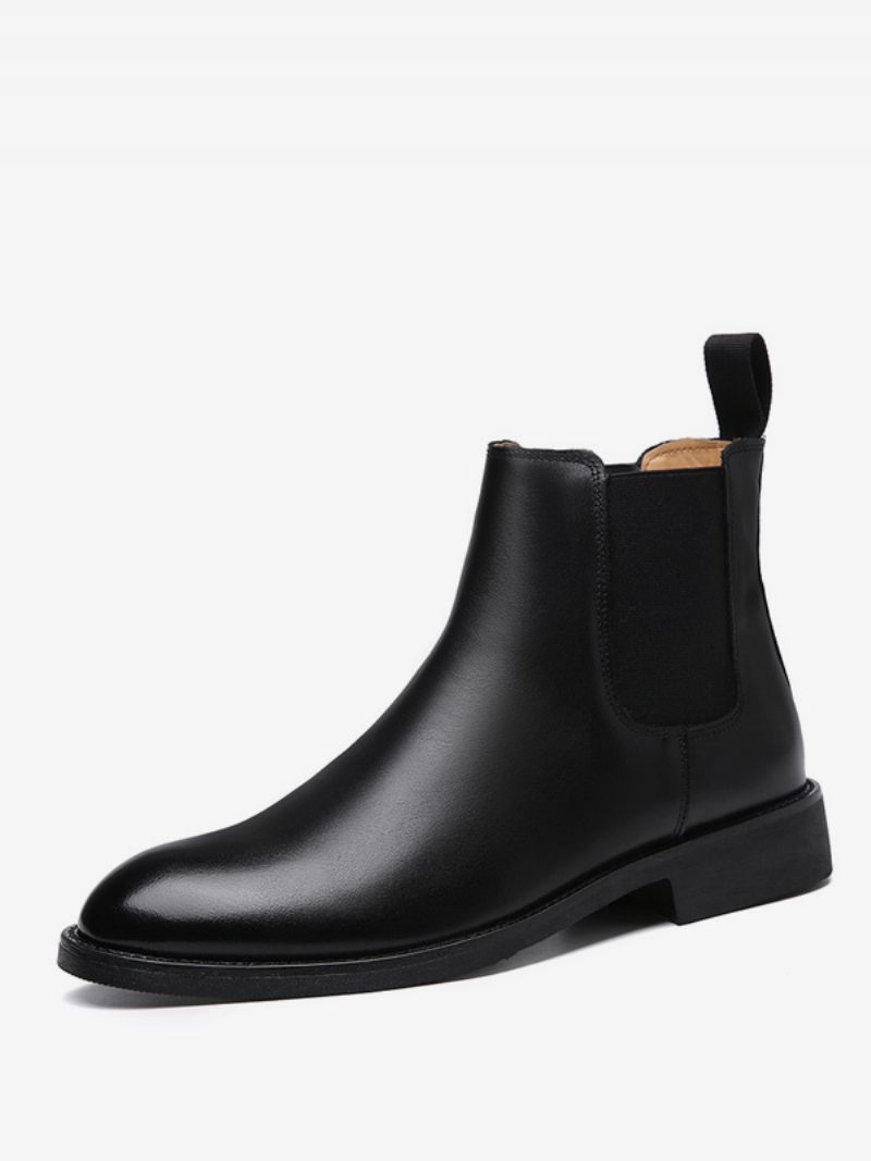 Bottes Chelsea Pour Hommes Cuir Pu Noir À Bout Fermé - Pu Noir