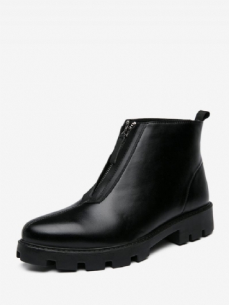 Bottes Chelsea Pour Hommes Cuir Pu Noir À Bout Rond