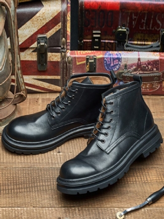 Bottes Chelsea Pour Hommes Cuir Pu Noir À Bout Rond