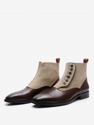 Bottes Chelsea Pour Hommes Cuir Vache Marron Café À Bout Pointu