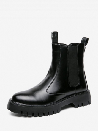 Bottes Chelsea Pour Hommes Cuir Vache Noir À Bout Rond