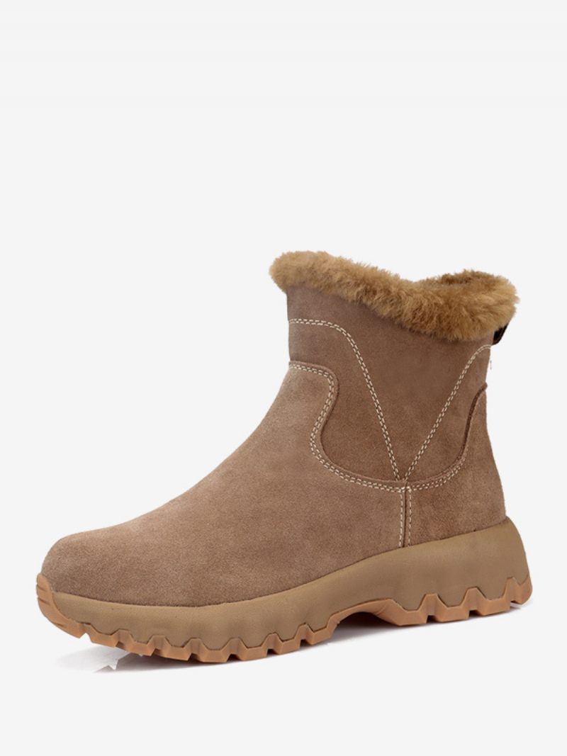 Bottes Chelsea Pour Hommes Neige À Bout Rond Cuir Pu Marron Café