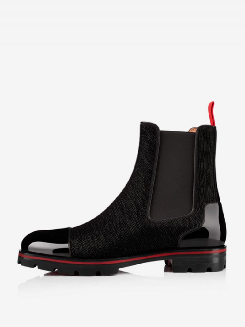 Bottes Chelsea Noires Pour Hommes Robe Bal À La Cheville Avec Couture Centrale Et Semelle Crantée