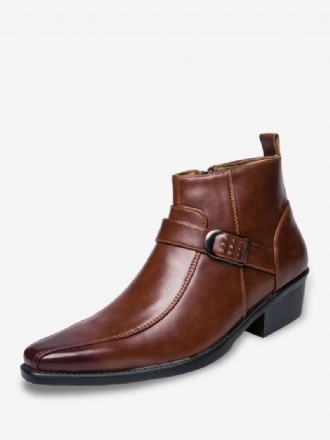 Bottes Chukka Pour Hommes Cuir Pu À Bout Pointu