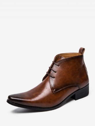 Bottes Chukka Pour Hommes Cuir Pu À Bout Pointu